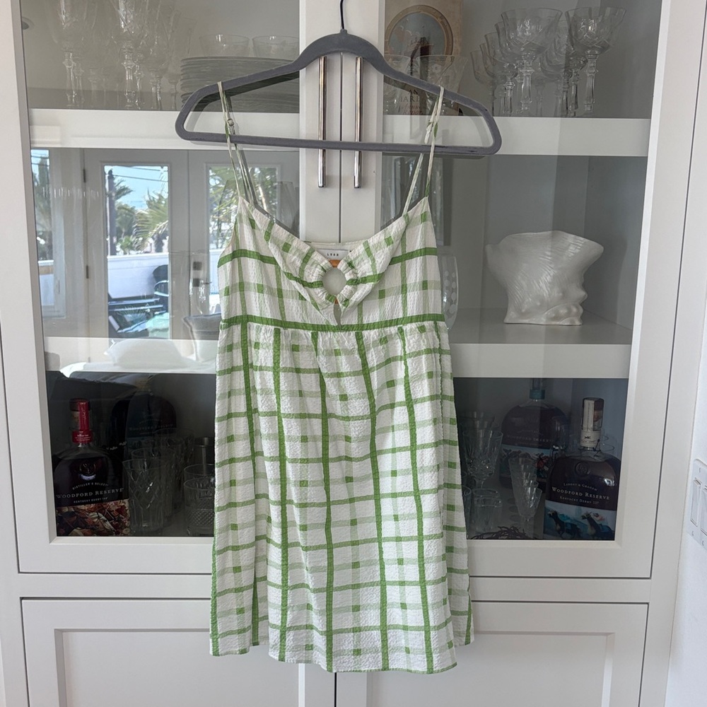 Lush Green and White Plaid Mini Dress